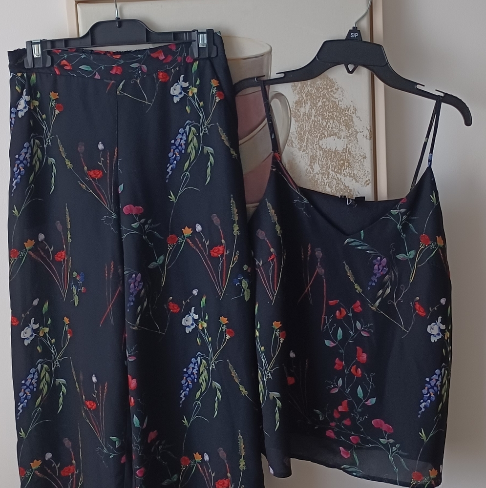 A beautiful light shiffon set of capri pants and matching tank top